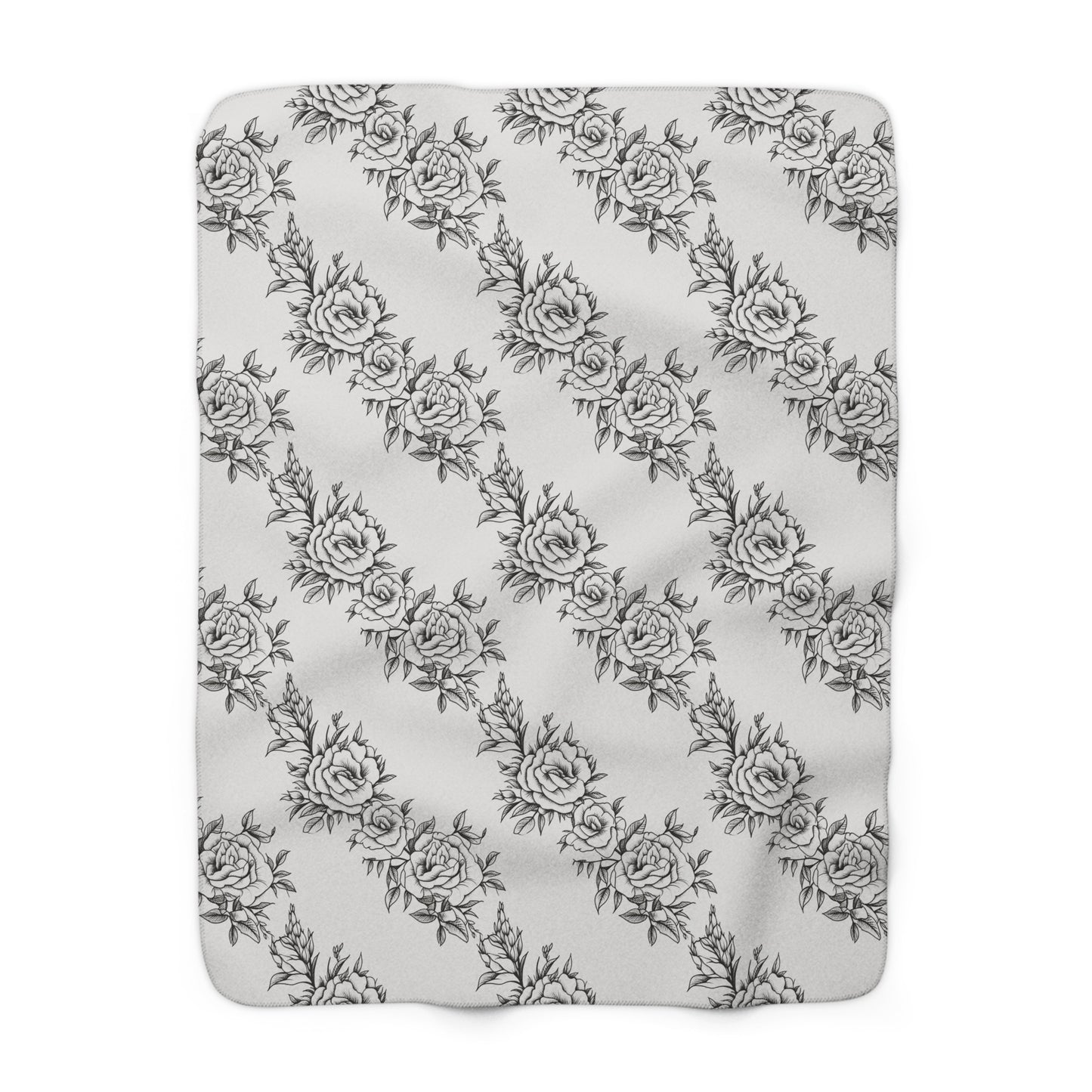 Midnight Rose Sketch Fleece Blanket