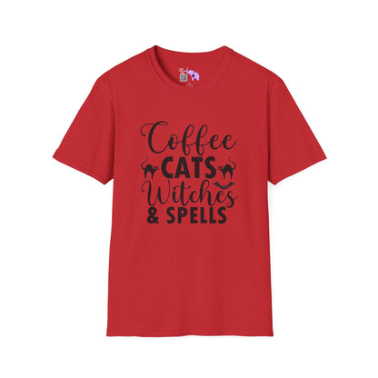 Coffee Cats Witches & Spells Adult T-shirt