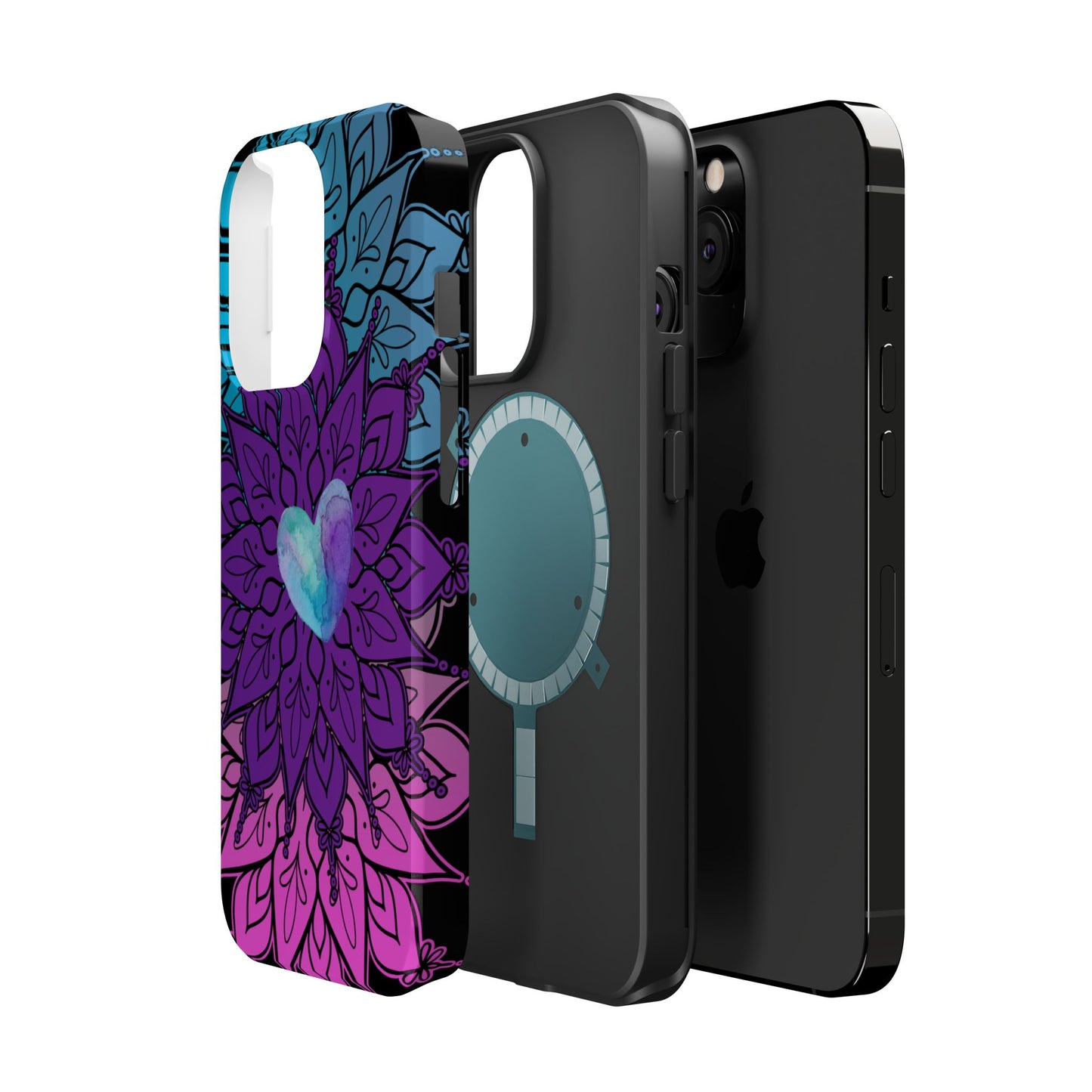 Colorful Mandala w/Heart MagSafe® Compatible Tough Case for iPhone