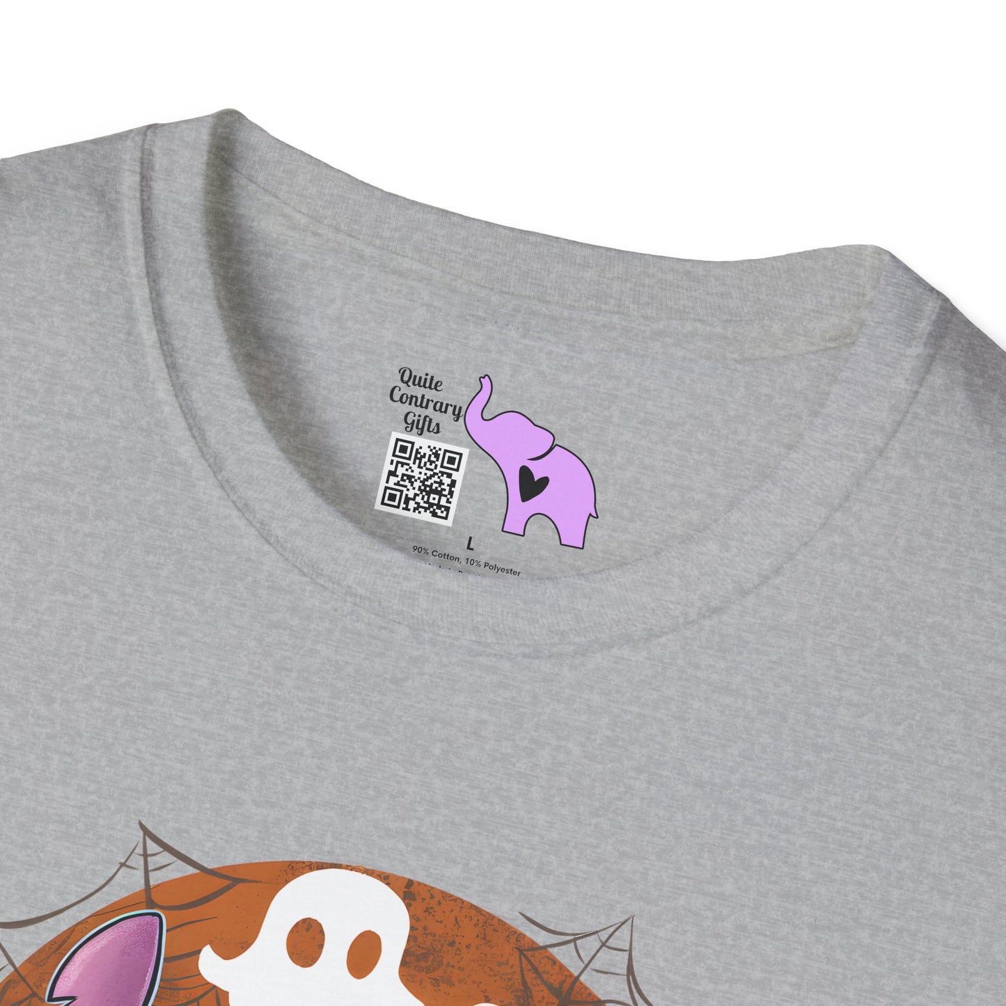 Halloween Skeleton Stitch w/Ghosts & Pumpkins Adult T-shirt