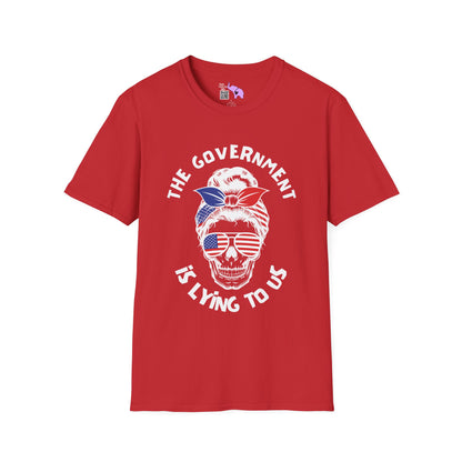 The Government is Lying To Us Female Skull/Glasses Adult T-shirt