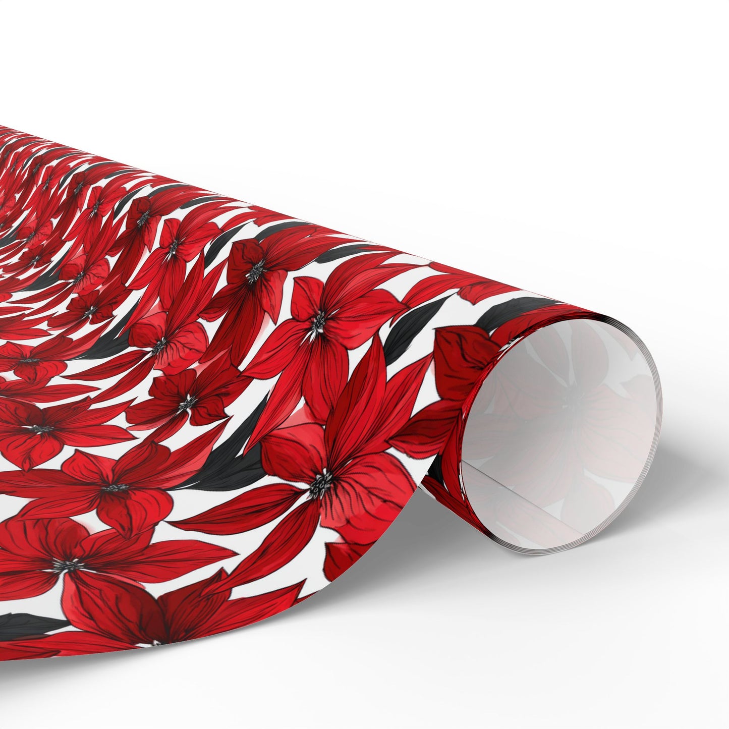 Inked Poinsettias Wrapping Paper