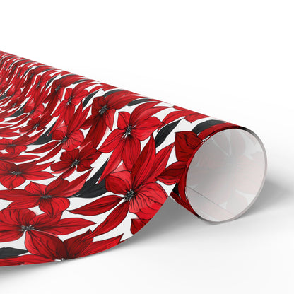Inked Poinsettias Wrapping Paper
