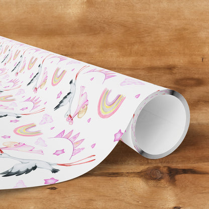 Baby Girl Stork Delivery Gift Wrap