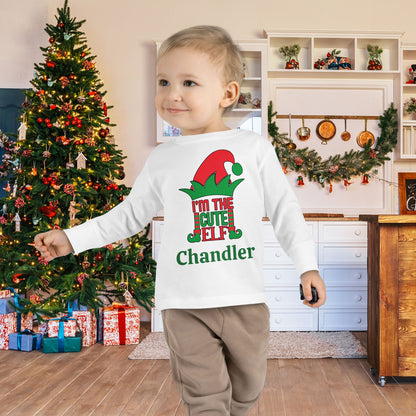 I'm The Cute Elf Personalized Toddler Long Sleeve Tee