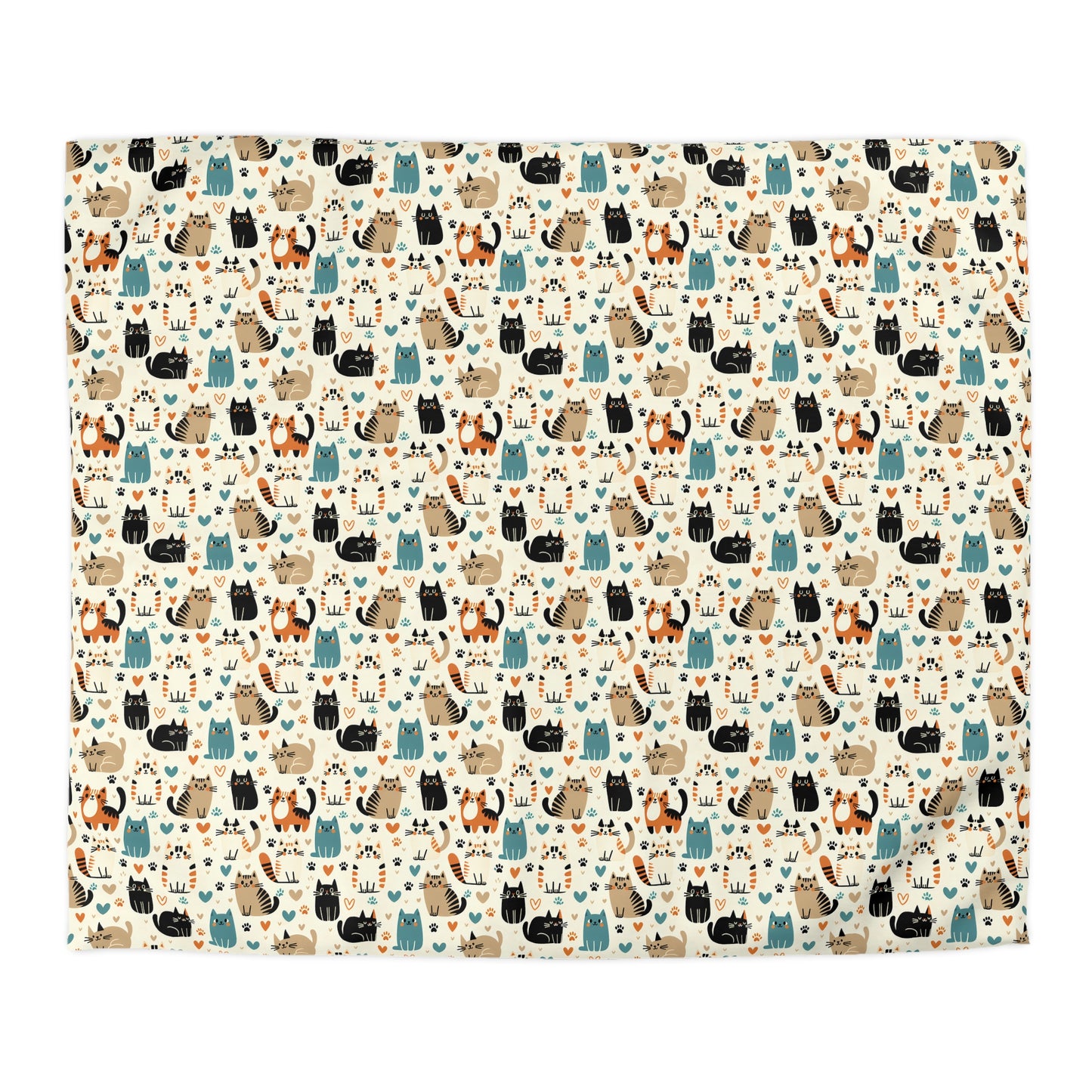 Whiskered Wonders Microfiber Duvet Cover