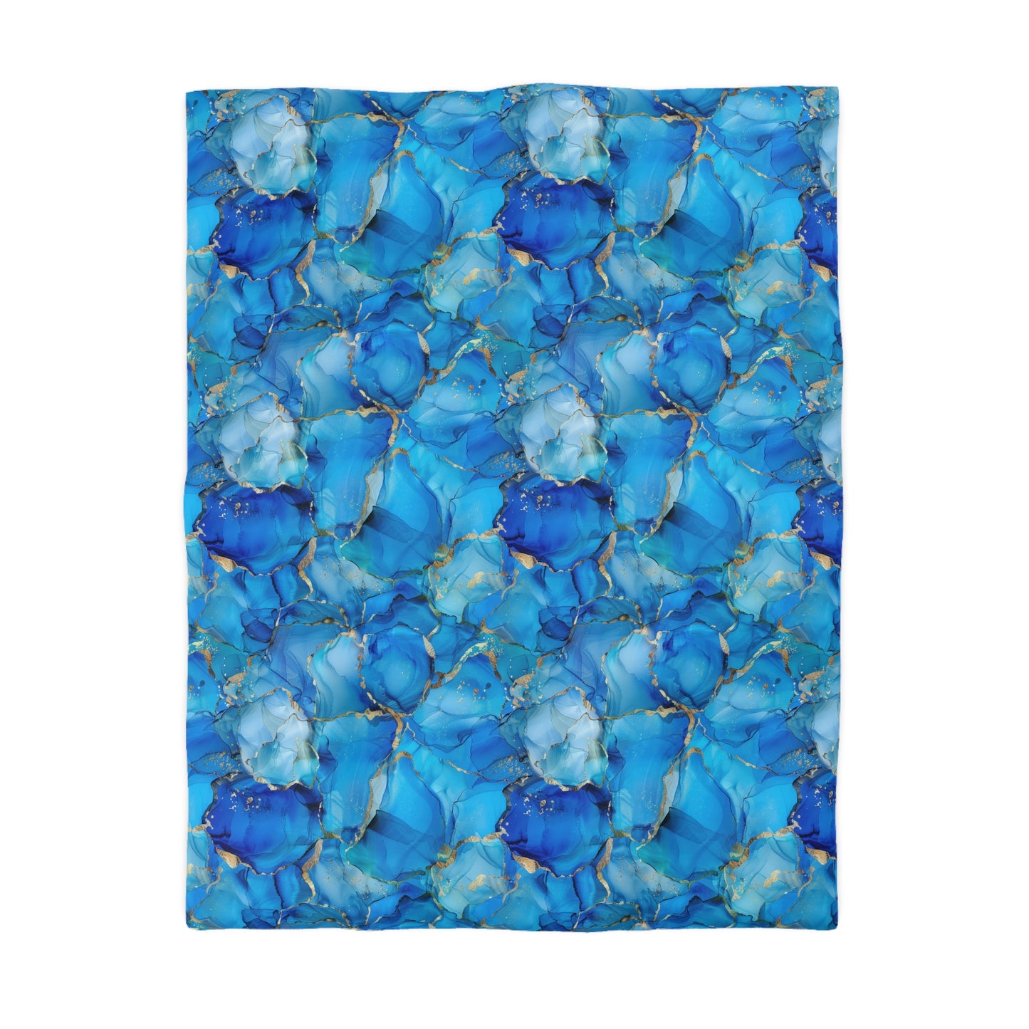 Turquoise Marble Print Microfiber Duvet Cover