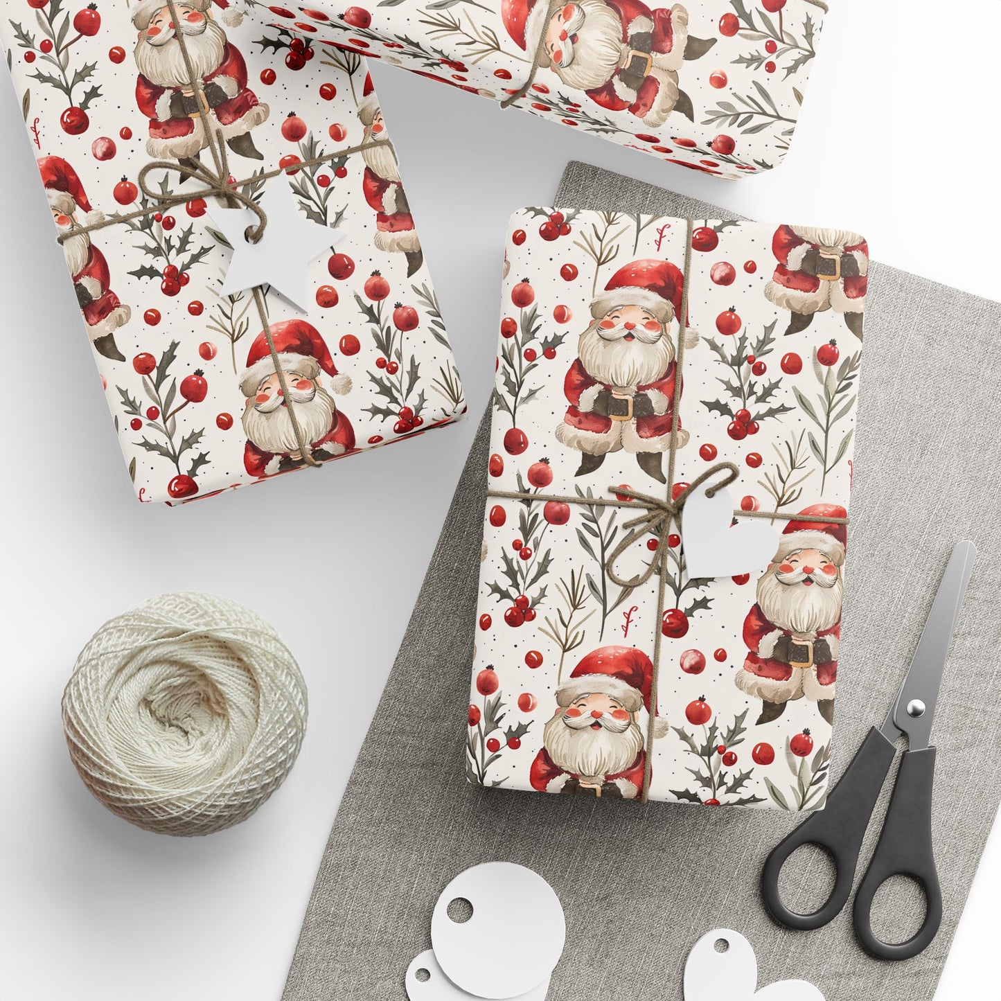 Jingle & Holly Santa Wrapping Paper