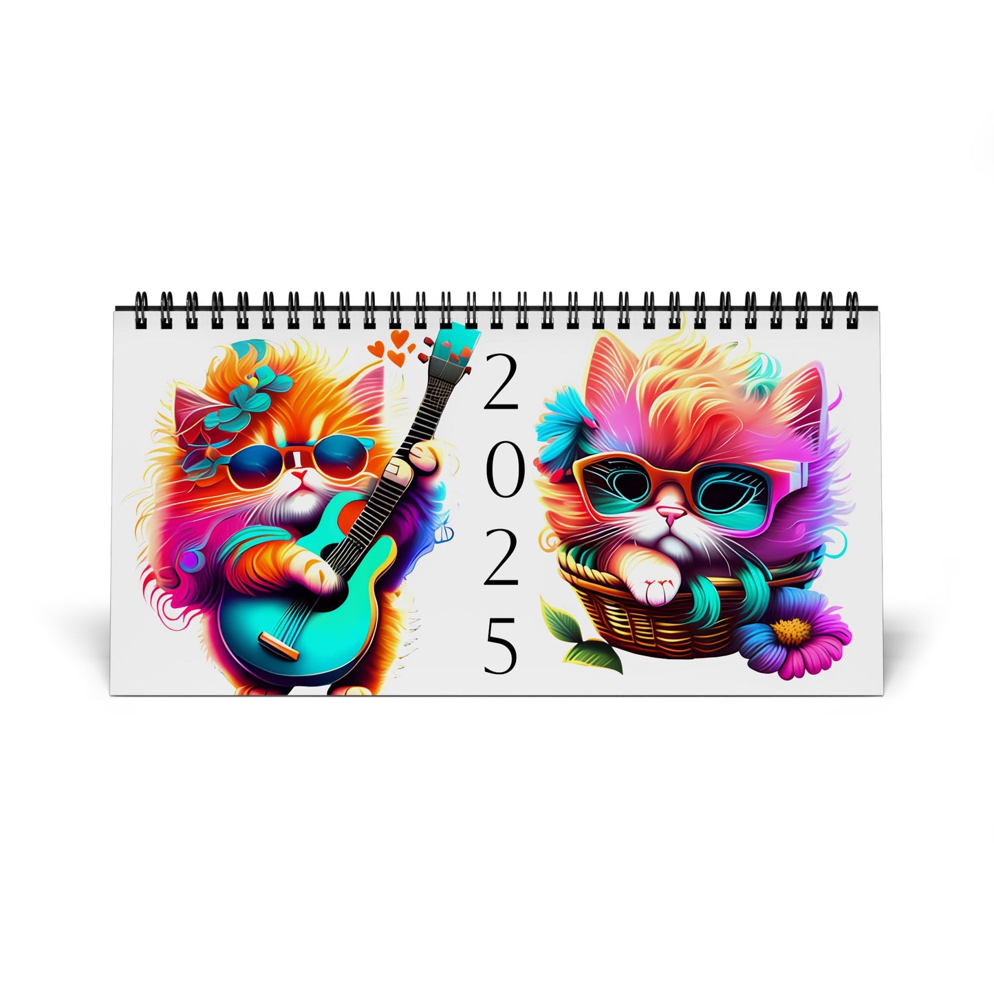 Colorful Kittens Simplex Desk Calendar (2025 grid)