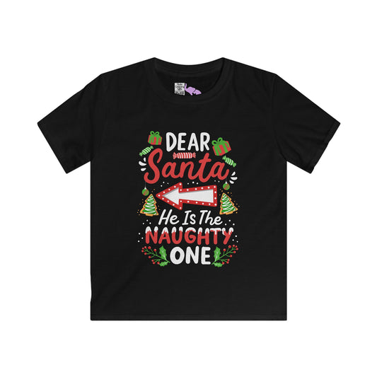 Dear Santa He Is The Naughty One Youth Softstyle Tee