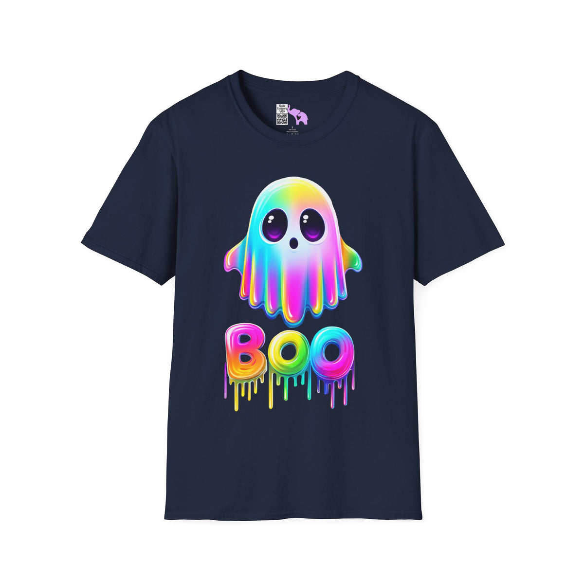 Neon Ghostly Boo Adult T-shirt