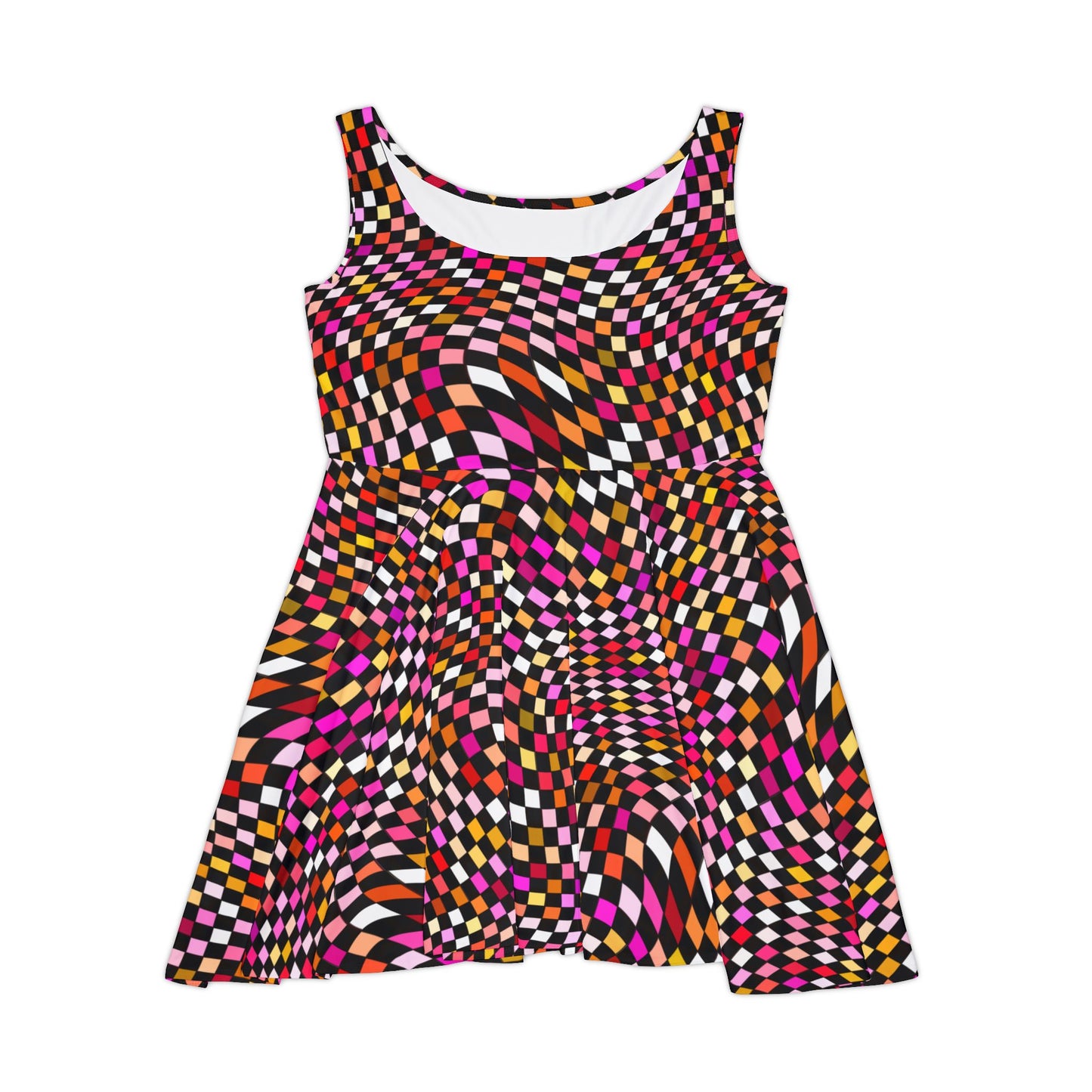 Warped Red Checkered Women's Skater Dress