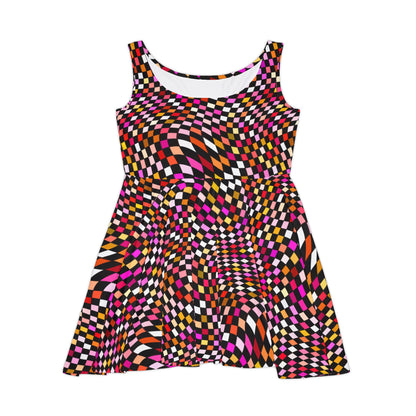 Warped Red Checkered Women's Skater Dress