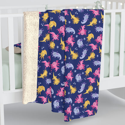 Axolotl Lagoon Sherpa Fleece Blanket