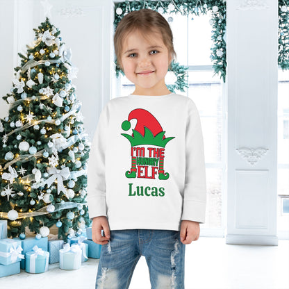 I'm The Hungry Elf Personalized Toddler Long Sleeve Tee