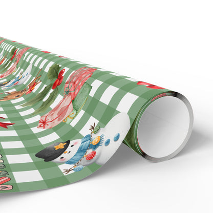 Green Checkered Christmas Custom Wrapping Paper (Karen)