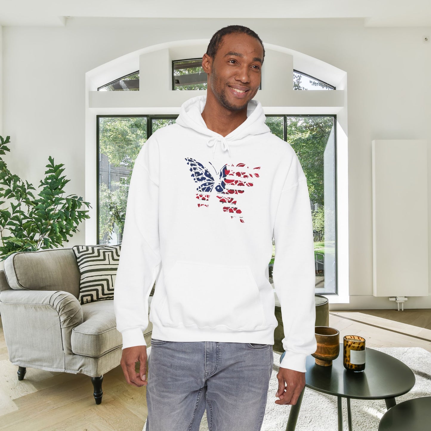 American Flag Butterfly Heavy Blend™ Hooded Sweatshirt