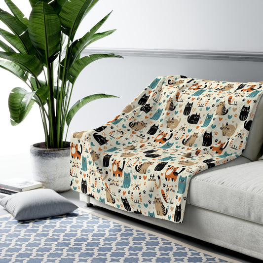 Whiskered Wonders Fleece Blanket