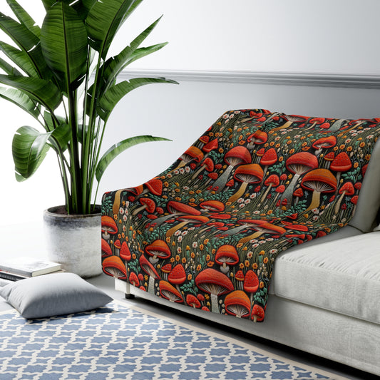 Mushroom Meadow Fleece Blanket