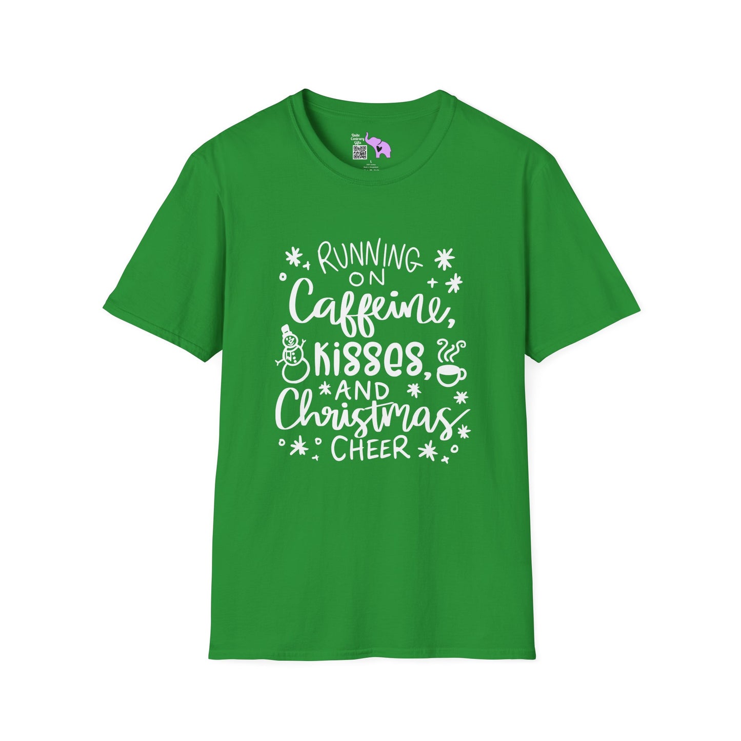 Running on Caffeine, Kisses, & Christmas Cheer Adult T-shirt