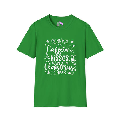 Running on Caffeine, Kisses, & Christmas Cheer Adult T-shirt