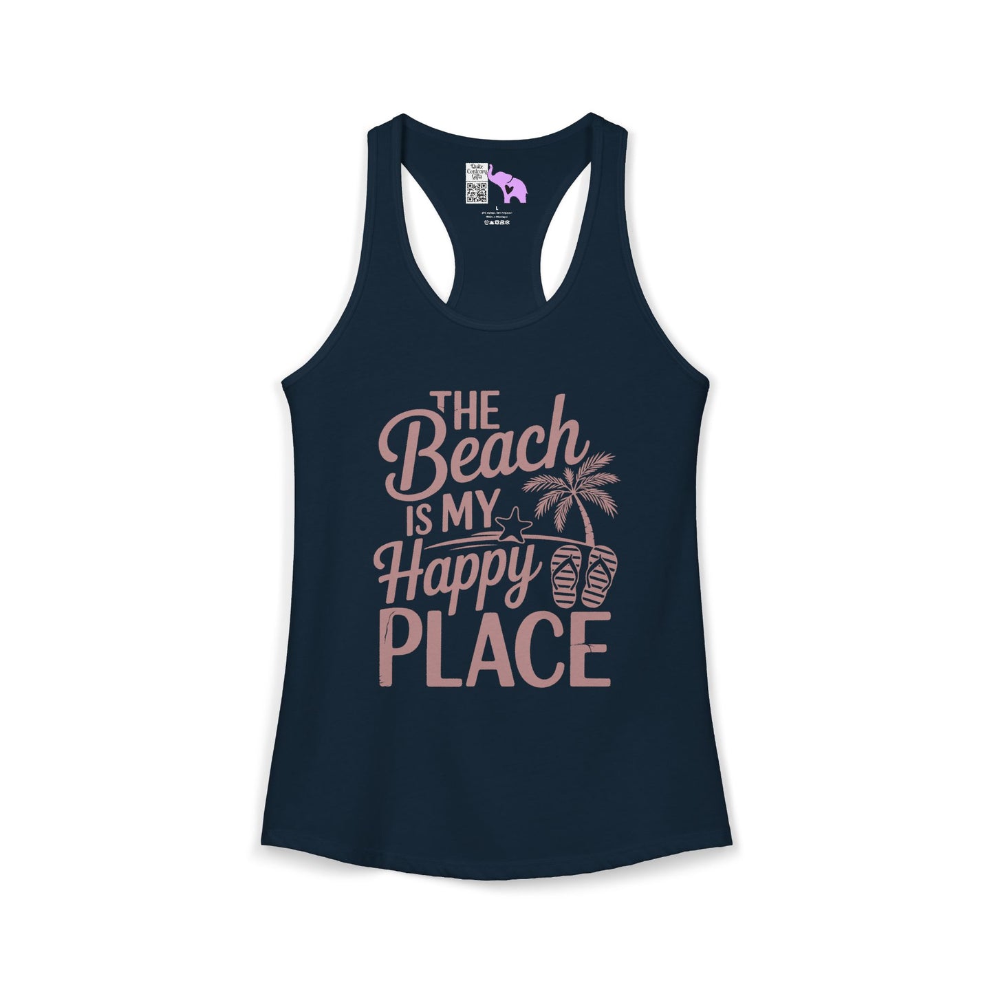 The Beach Is My Happy Place Women's Ideal Racerback Tank