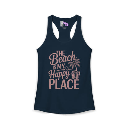 The Beach Is My Happy Place Women's Ideal Racerback Tank