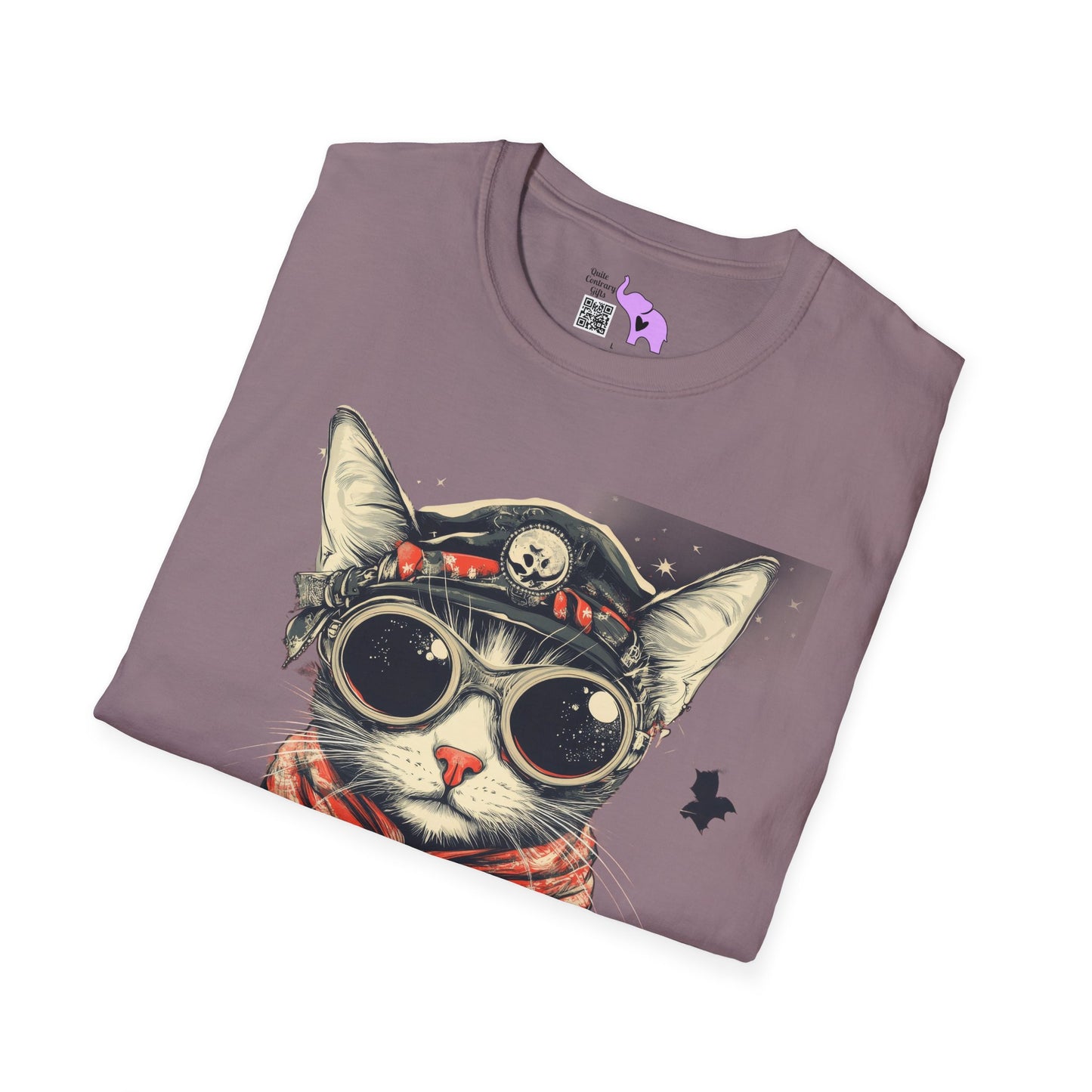 Creepy Aviator Cat Adult T-shirt