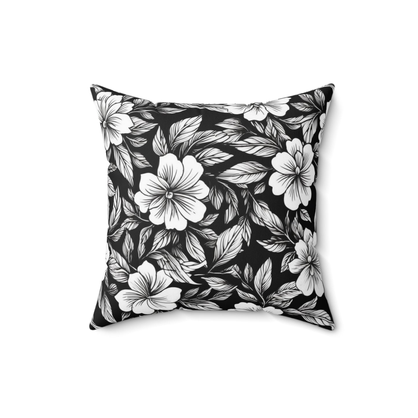 Monochrome Paradise Bloom Throw Pillow