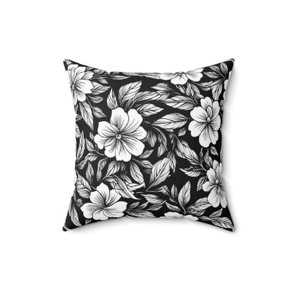 Monochrome Paradise Bloom Throw Pillow