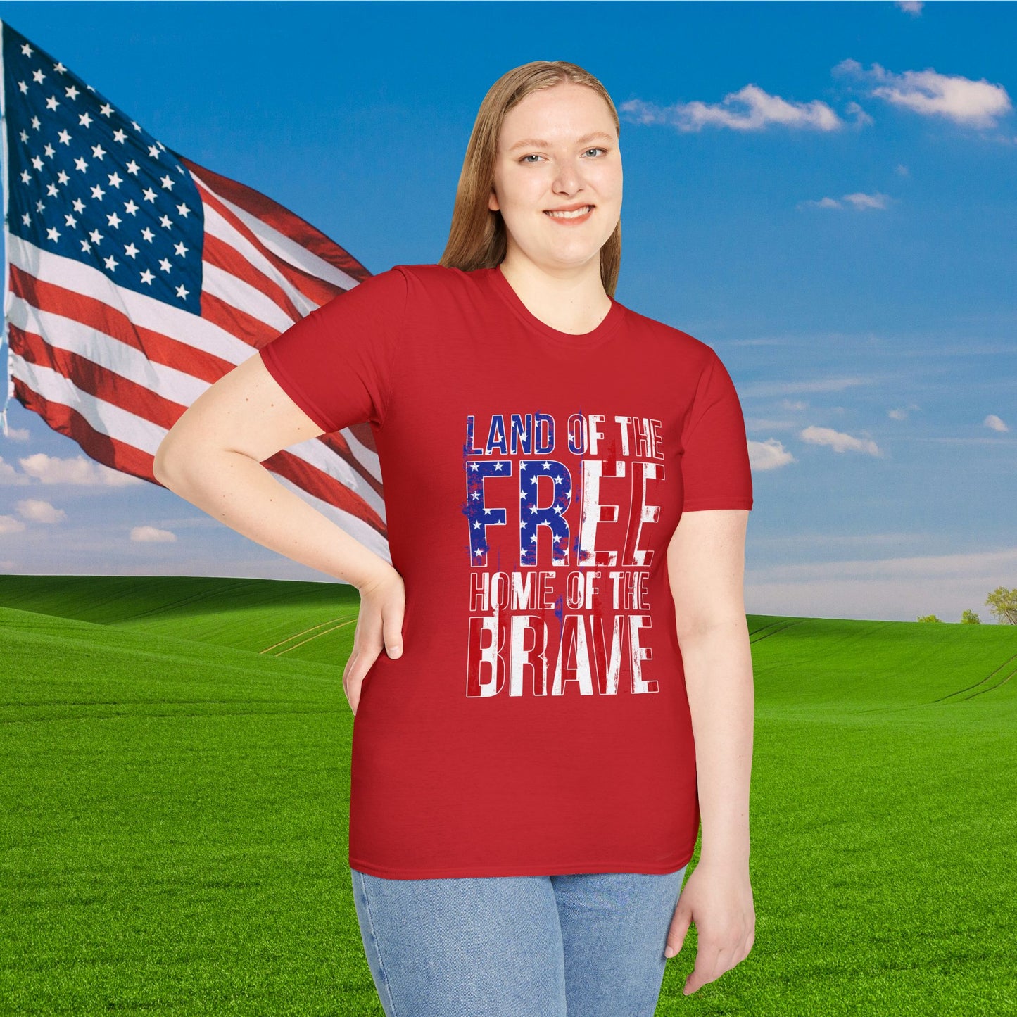 Land of the Free Home of the Brave Adult T-Shirt