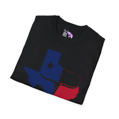Texas Flag w/Longhorn Adult T-shirt