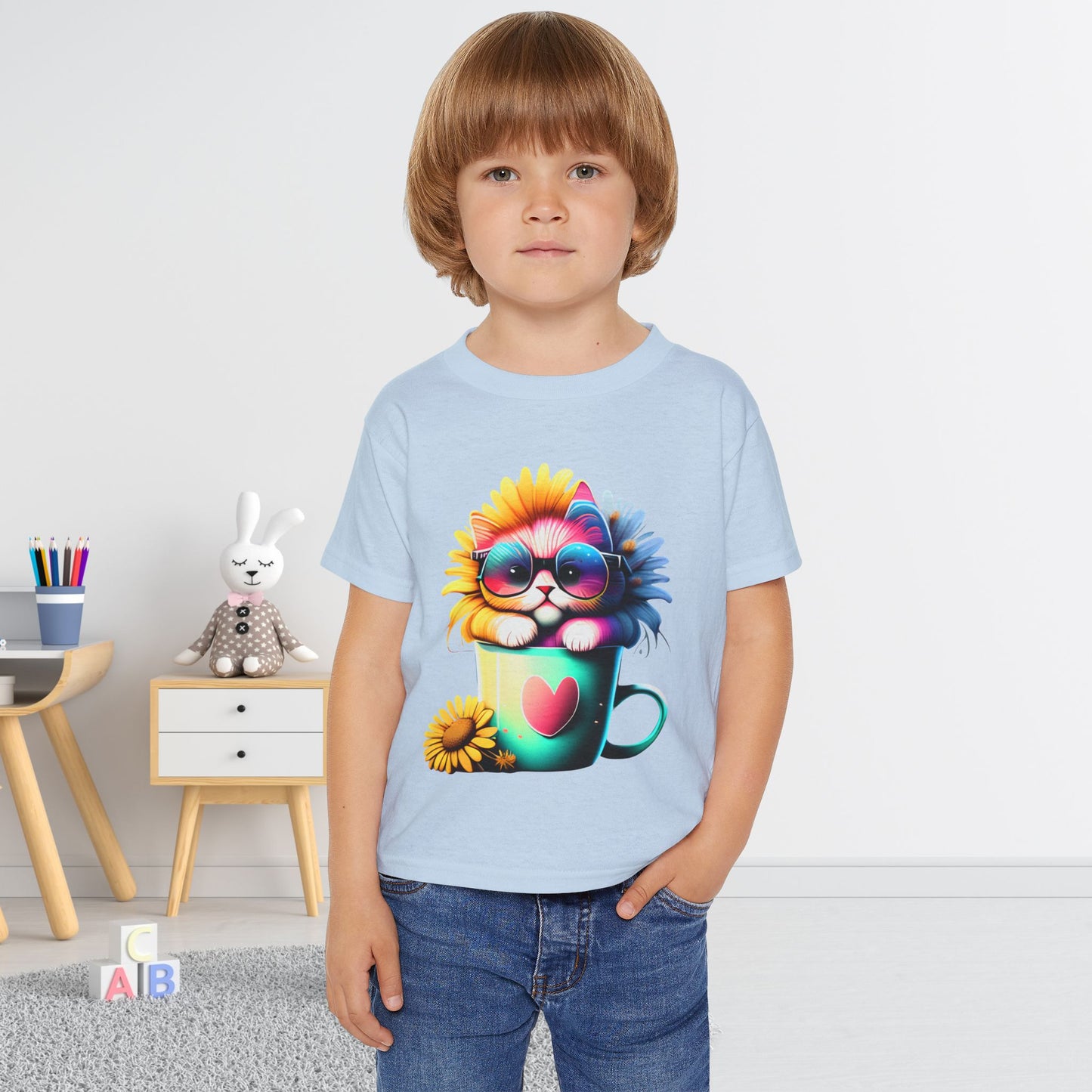 Cool Sunflower Kitten 2 Heavy Cotton™ Toddler T-shirt