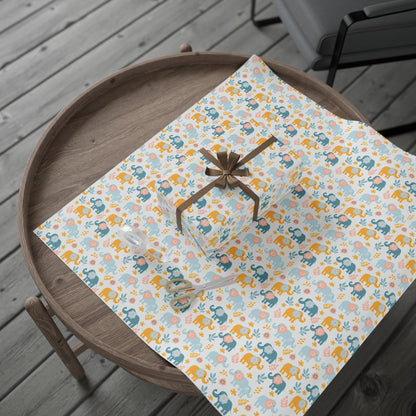 Elephants in Bloom Wrapping Paper