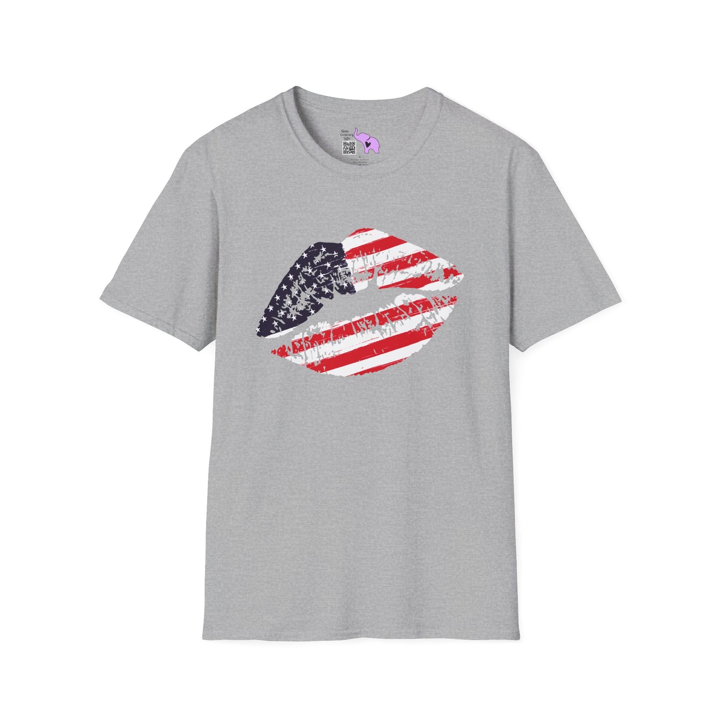 American Flag Lips Adult T-shirt
