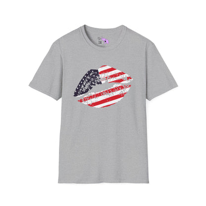 American Flag Lips Adult T-shirt