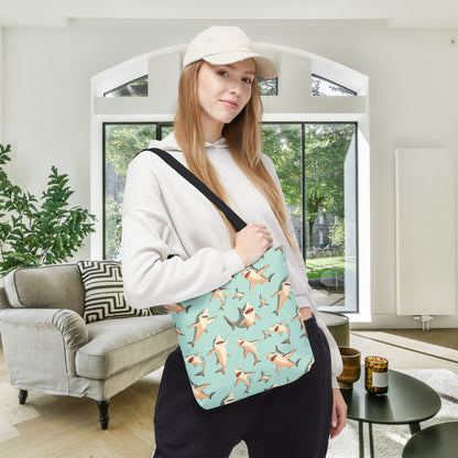 Aquamarine Sharks Canvas Tote Bag