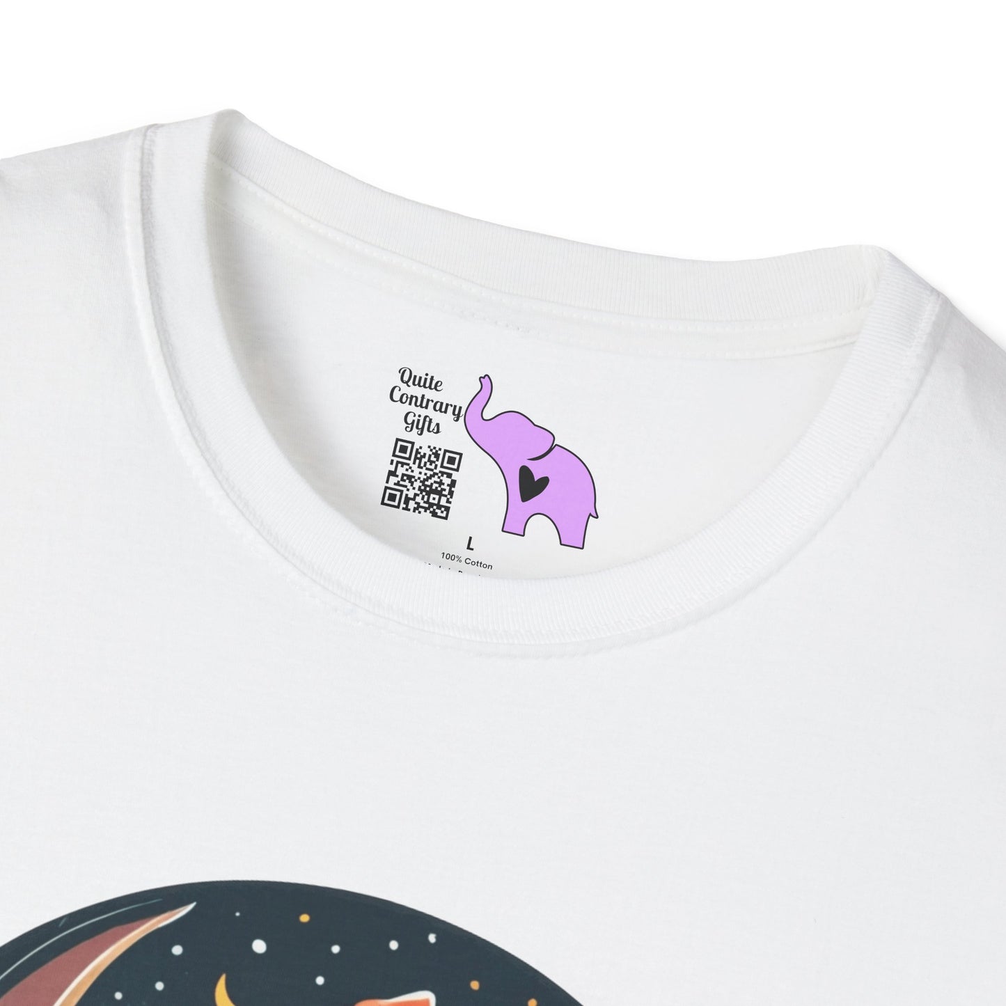 Skeleton Over Moon On Broomstick Adult T-shirt