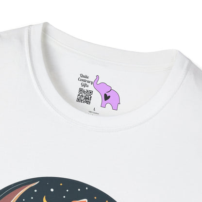 Skeleton Over Moon On Broomstick Adult T-shirt