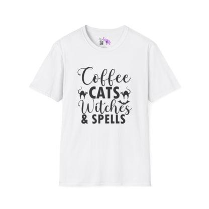 Coffee Cats Witches & Spells Adult T-shirt