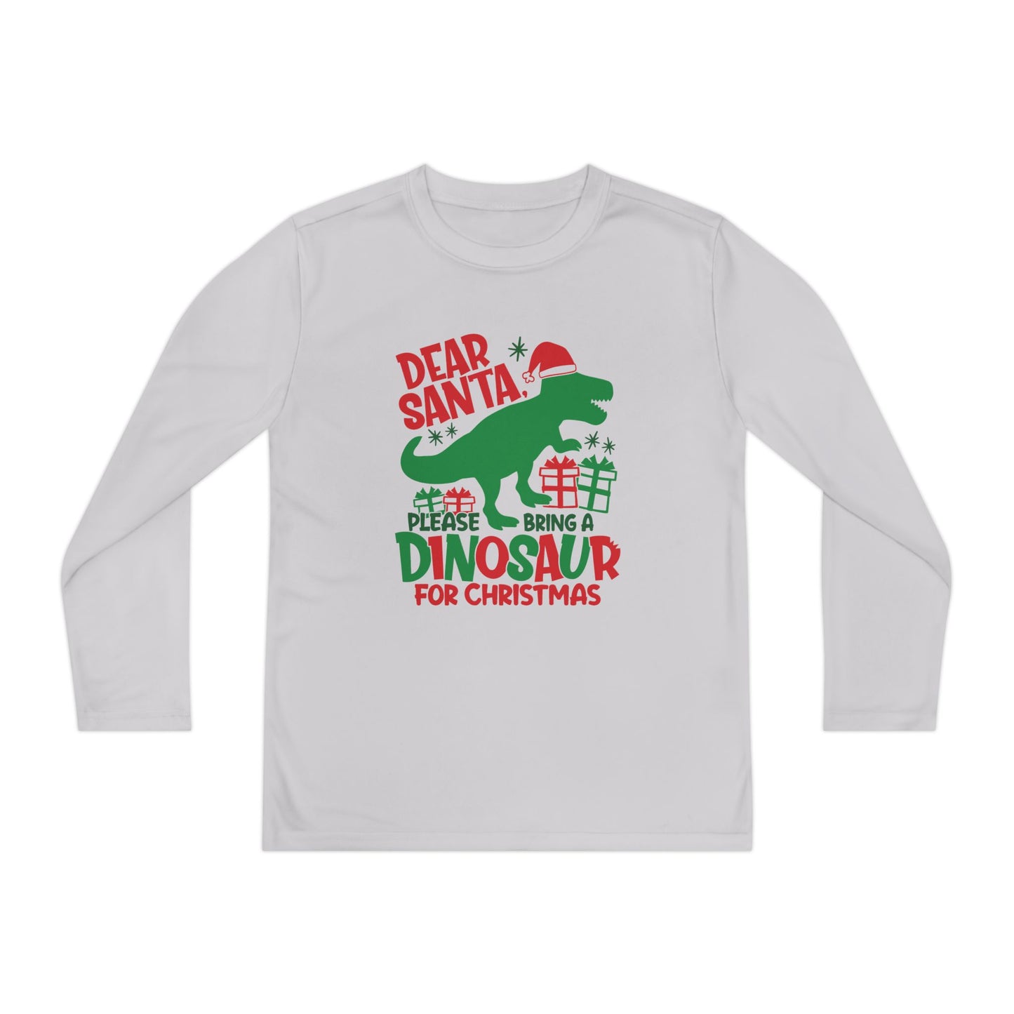 Dear Santa Please Bring a Dinosaur for Christmas Youth Long Sleeve Tee