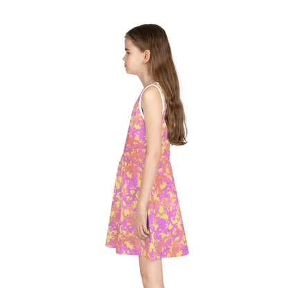 Sunset Sorbet Camo Girls' Sleeveless Sundress