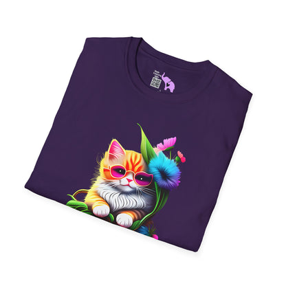 Cute Colorful Kitten in Flowers 2 T-shirt