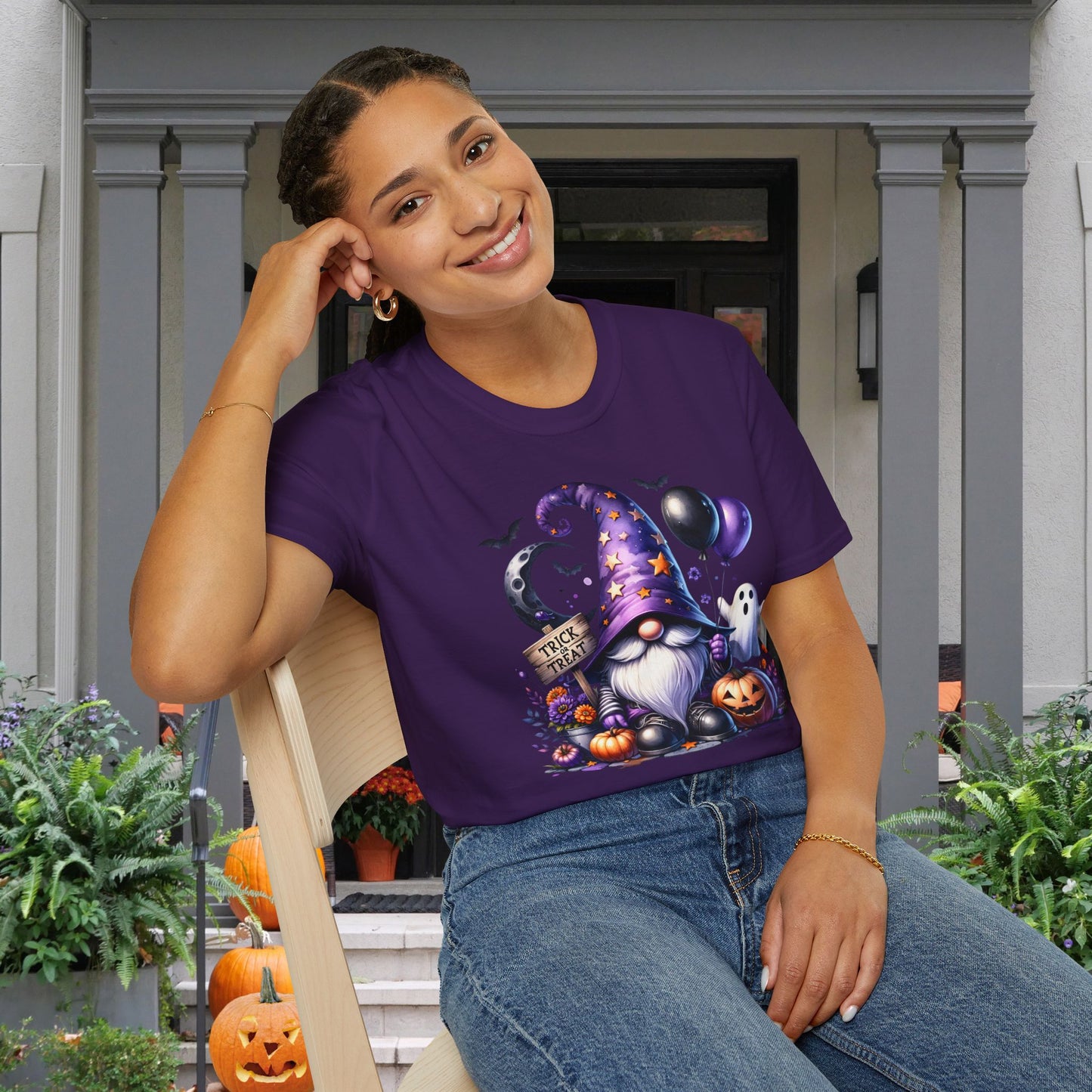 Trick or Treat Witchy Gnome Adult T-shirt