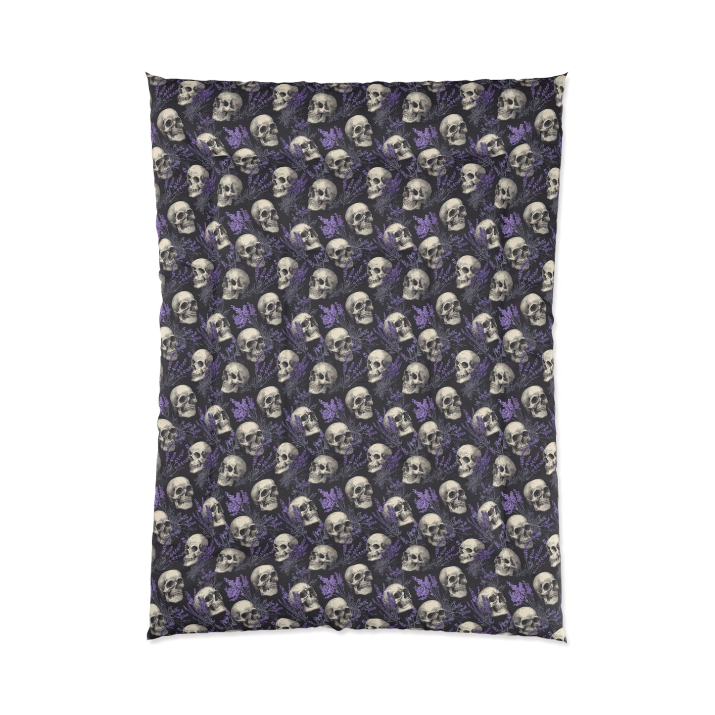 Midnight Lavender Skulls Comforter
