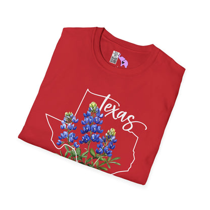 Texas Bluebonnets Outline Adult T-shirt