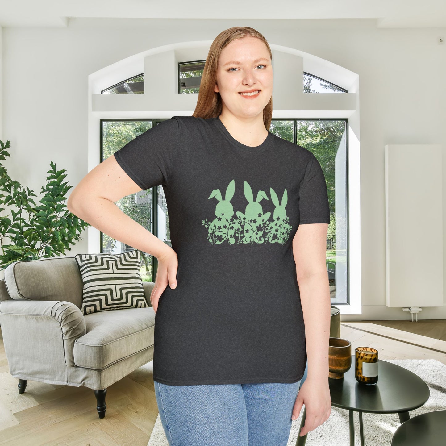 Easter Bunnies in Grass Adult T-shirt