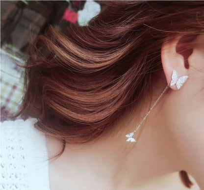 Crystal Butterfly Jacket Earrings