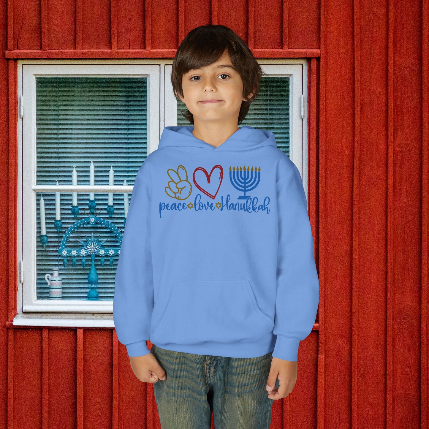 Peace Love Hanukkah Youth Heavy Blend Hoodie
