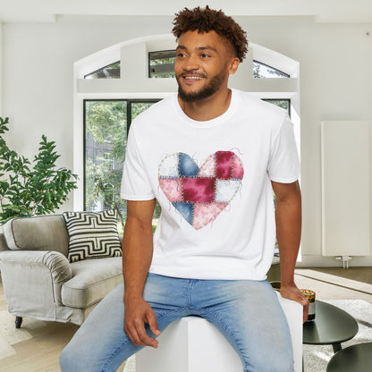 Patchwork Quilt Heart Adult T-shirt